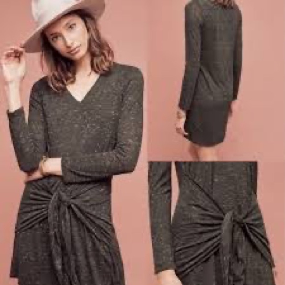 •Anthropologie• Dolan Tie Wrap Front Grey Dress
